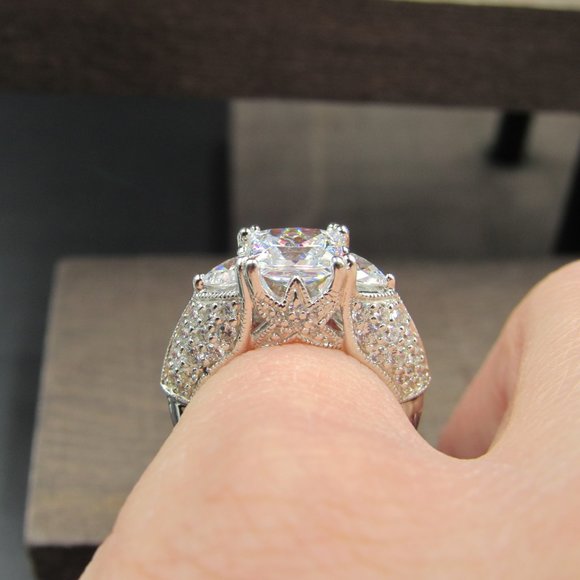 Size 5 Sterling Silver Square Cubic Zirconia Ring - Picture 2 of 7